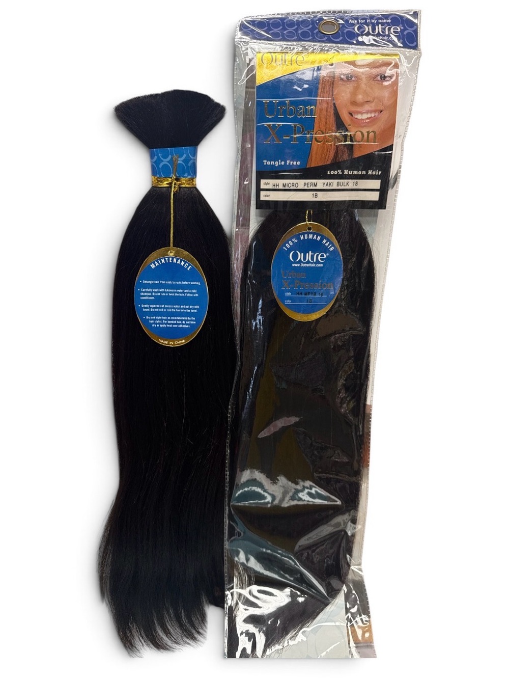 2 packs bulk 100% human hair color 1B